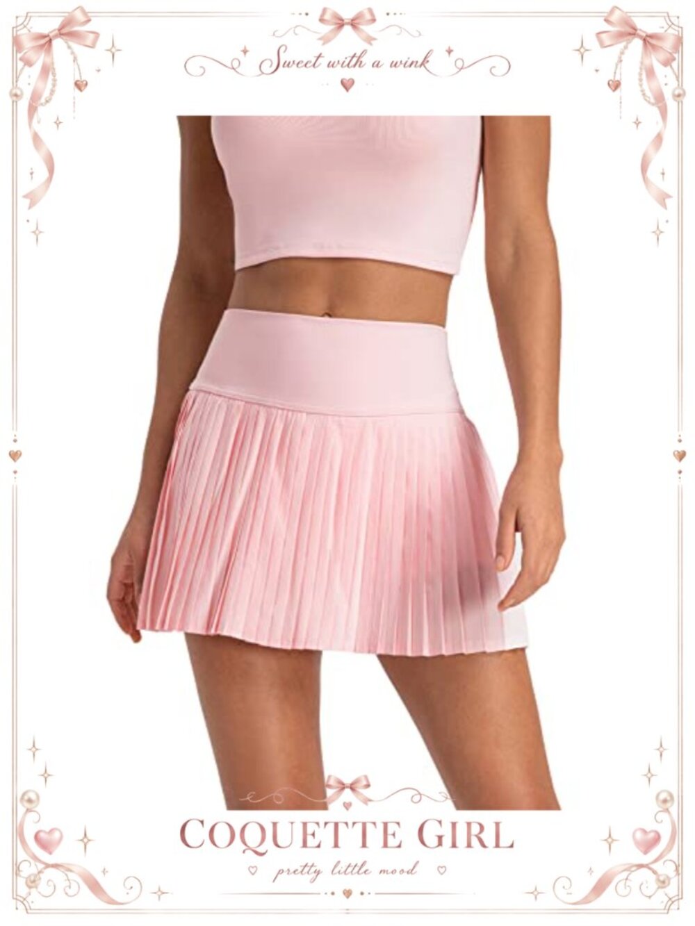 Pleated Tennis Skort with 3" Liner Shorts, Sweat-Wicking Athletic Mini Skirt